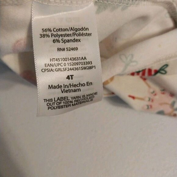 Holiday Time Girl's Leggings Sz 4T Ivory Gifts Gingerbread Stockings Reindeer - Picture 7 of 8